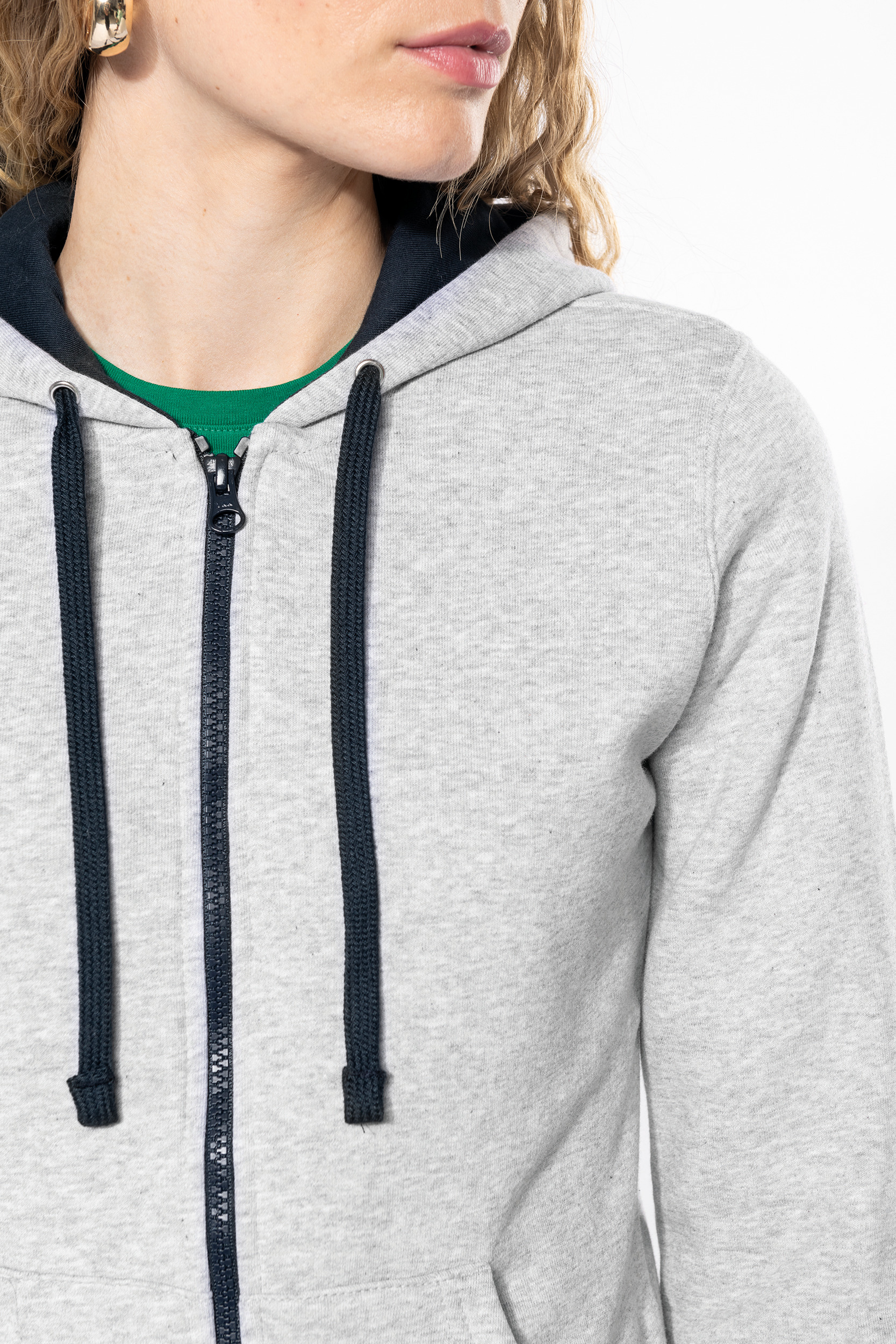 Kariban Sweat-shirt zippé capuche contrastée femme K467 – Image 3